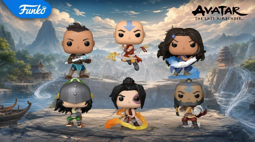 Funko Pop Avatar Aang - nowa fala figurek: Sokka, Aang, Katara, Toph, Zuko i Tagah na tle świata Avatara