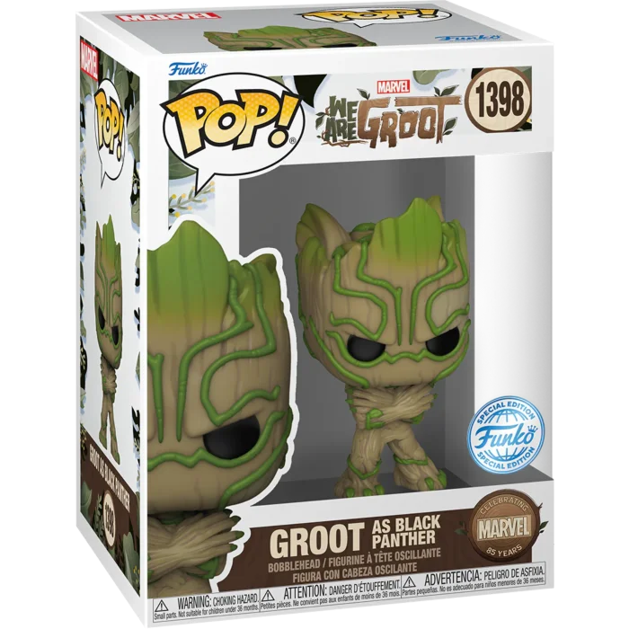Figurka Funko POP! Marvel 85th Anniversary We Are Groot - Groot as Black Panther Special Edition #1398 – zdjęcie 3