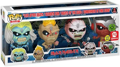 Figurka Funko POP Zestaw 4 figurek Iron Maiden: Live After Death, Seventh Son, Nights of the Dead, Somewhere in Time Eddie Glow Exclusive  *Na zamówienie