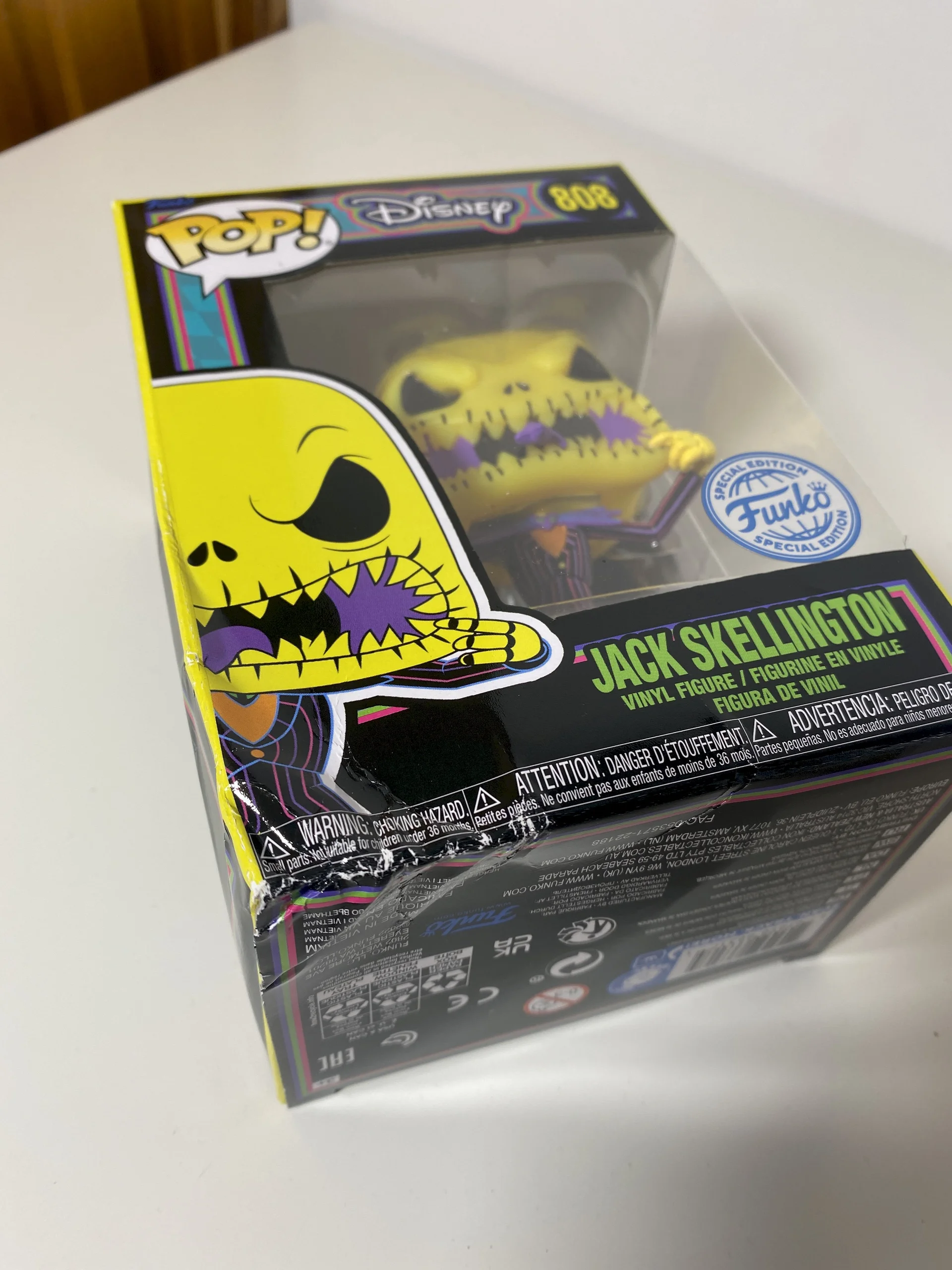 Funko POP! The Nightmare Before Christmas Jack Skellington Blacklight Special Edition #808 *Uszkodzony box