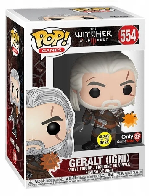 Figurka Funko POP! The Witcher Geralt 554 GameStop Glow Exclusive* Uszkodzony box – zdjęcie 3