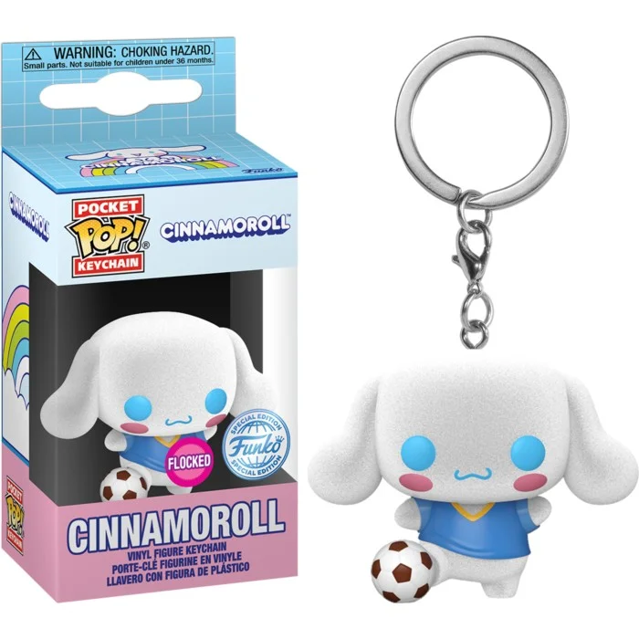 Funko POP! Sanrio - Cinnamoroll with Soccer Ball Flocked Pocket Pop! Keychain Flocked