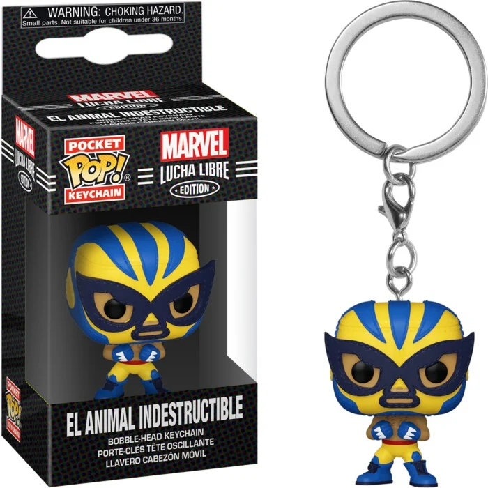Funko POP! Marvel: Lucha Libre Edition - El Animal Indestructible Wolverine Pocket Pop! Keychain