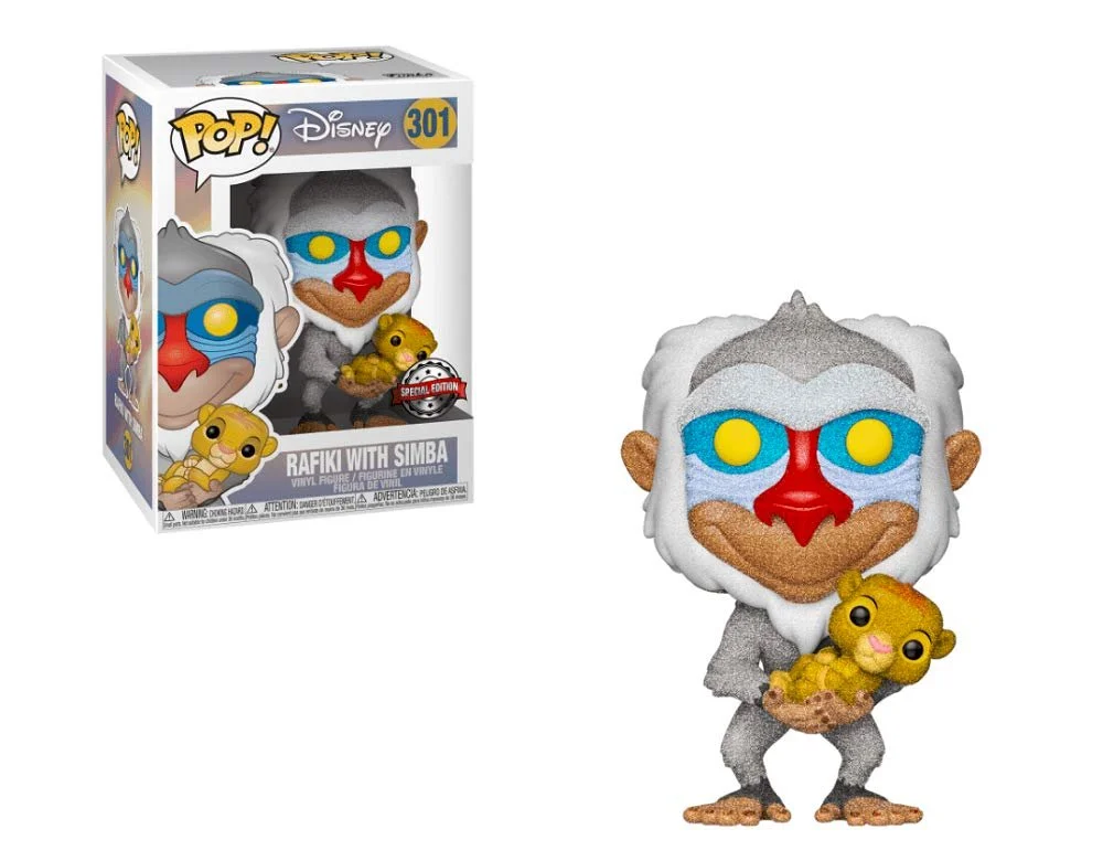 Figurka Funko POP! The Lion King Rafiki with Simba (brokatowy) #301 *Na zamówienie – zdjęcie 2