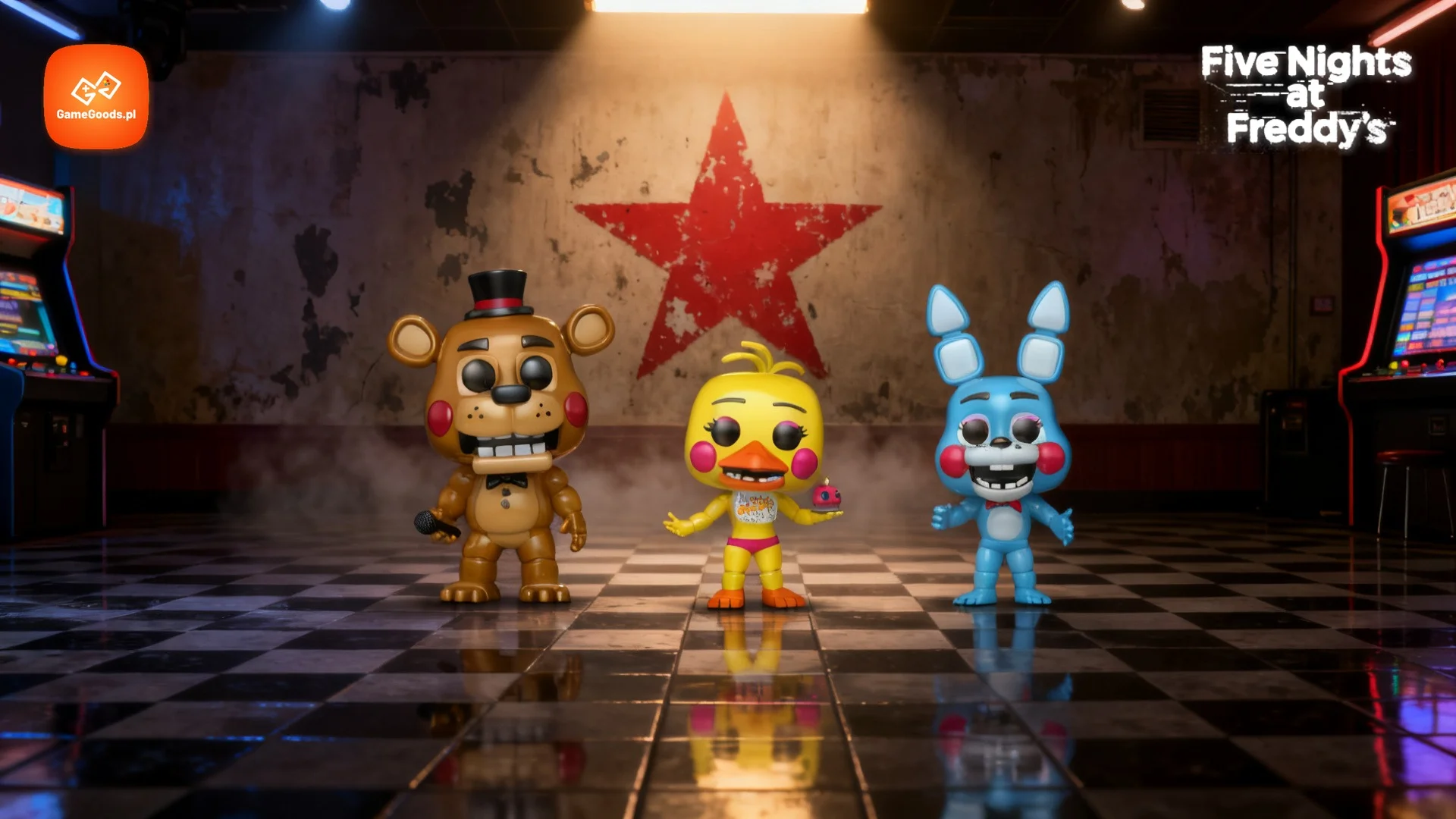 Funko Pop Five Nights at Freddy's - figurki Toy Freddy, Toy Chica i Toy Bonnie w pizzerii Freddy'ego