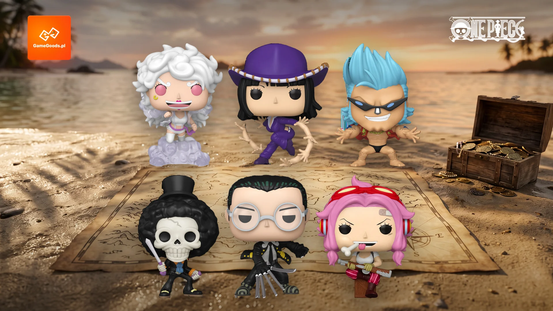 Funko Pop One Piece - nowa fala w pre-orderze na mapie Grand Line: Jewelry Bonney #2255, Nico Robin #2233, Franky #2232, Brook #2231, Kuro #2225 i Ginny #2205